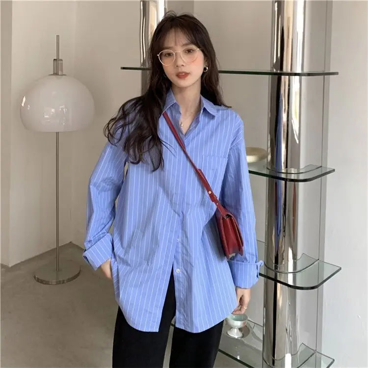BLUSA LISTRADA RAINHA DAS LAGRIMAS - SOCIAL E MANGA LONGA
