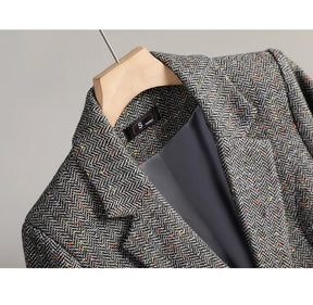 Terno de lã para mulheres, xadrez, tweed, estilo casual