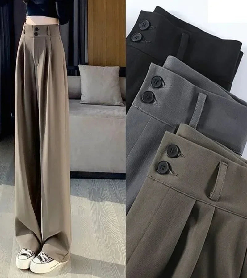 Calça Reta Feminina – Estilo Casual Coreano