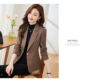 Jaqueta de terno feminina cor caramelo casual