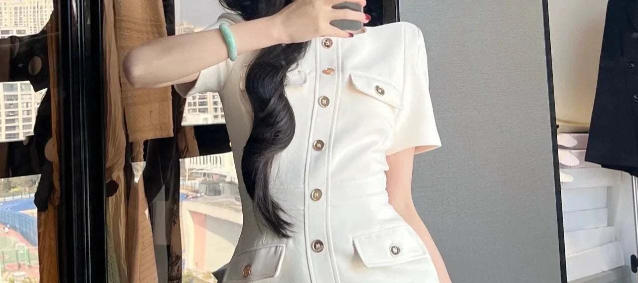 Vestido Branco Elegante Bodycon - Look Seoul Glam