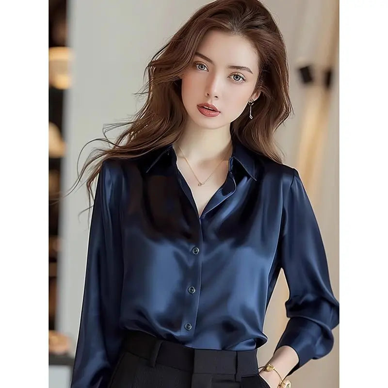 Camisas de seda mulheres coreanas moda Y2k