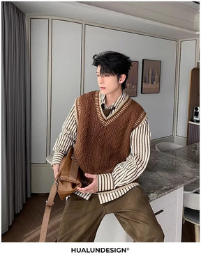 Colete suéter masculino casual decote em V