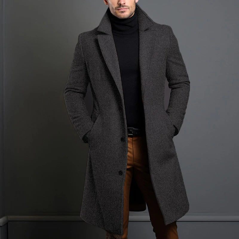 Casacos de inverno masculinos de luxo meados de longo jaquetas de lã quente casual masculino negócios confortável casaco roupas