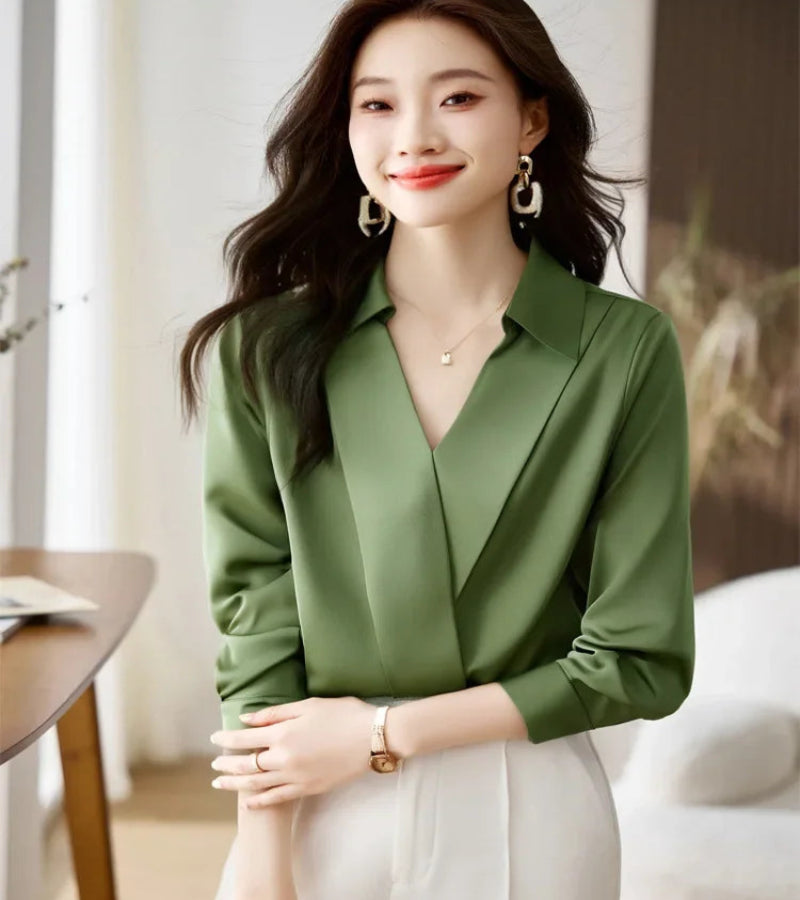 Blusa Feminina Chiffon &amp; Cetim – Look Seoul Soft