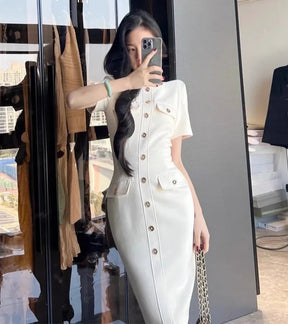 Vestido Branco Elegante Bodycon - Look Seoul Glam