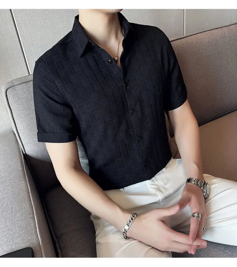 Camisa Masculina Coreana de Verão – Estilo Casual e Elegante