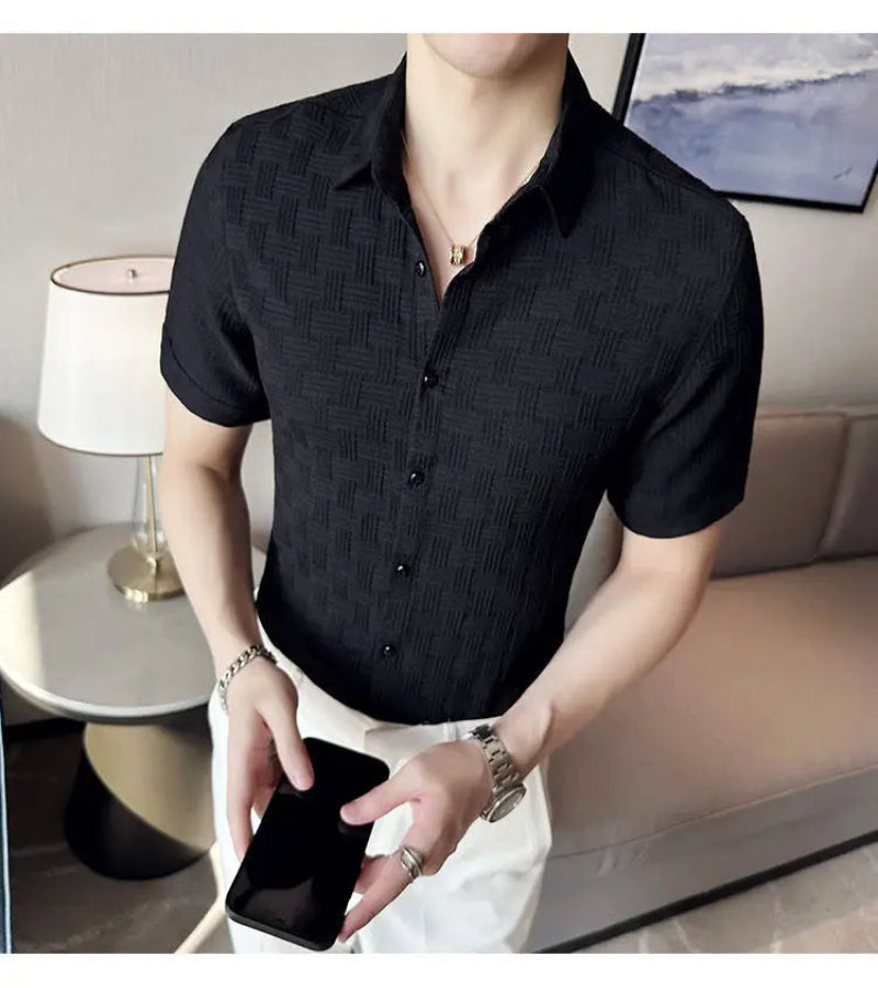 Camisa Masculina Coreana de Verão – Estilo Casual e Elegante