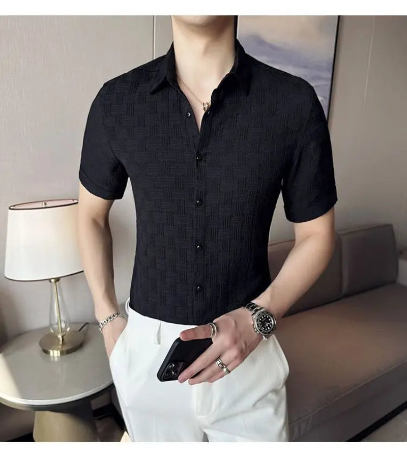Camisa Masculina Coreana de Verão – Estilo Casual e Elegante