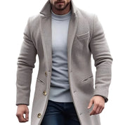 Casaco de lã masculino jaqueta elegante casaco de lã com bolsos de lapela único breasted jaqueta de manga longa para inverno terno jaquetas