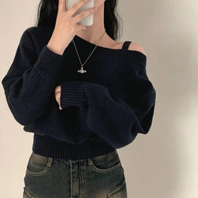Blusa suerte estilo coreano chique com ombros de fora