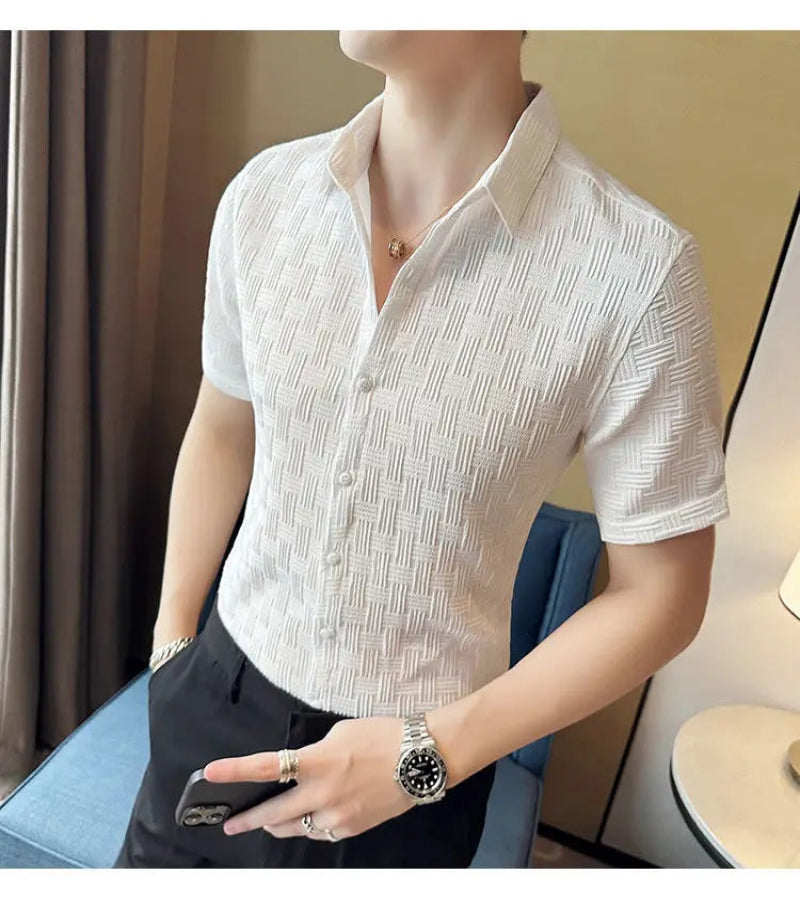 Camisa Masculina Coreana de Verão – Estilo Casual e Elegante