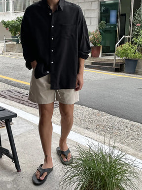 Camisa Masculina Coreana de Linho Leve - Look Seoul Verão