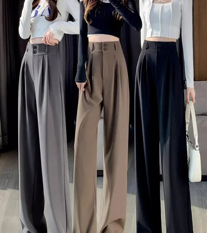 Calça Reta Feminina – Estilo Casual Coreano