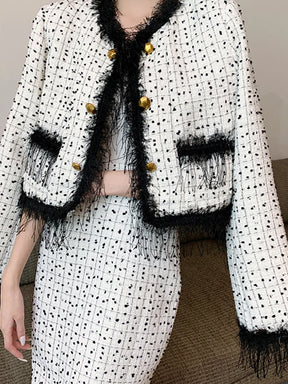 Conjunto com Casaco Saia alta Longa Conjunto