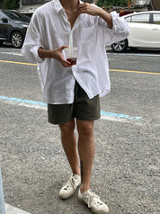Camisa Masculina Coreana de Linho Leve - Look Seoul Verão