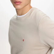 Suéter Masculino CH com Gola Redonda, Ajuste Slim, Manga Longa, Pullover de Tricô com Bordado Vermelho, Top Casual para Negócios