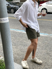 Camisa Masculina Coreana de Linho Leve - Look Seoul Verão