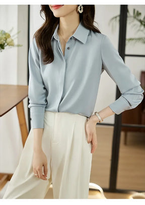 Camisa elegante de manga comprida, ajuste solto