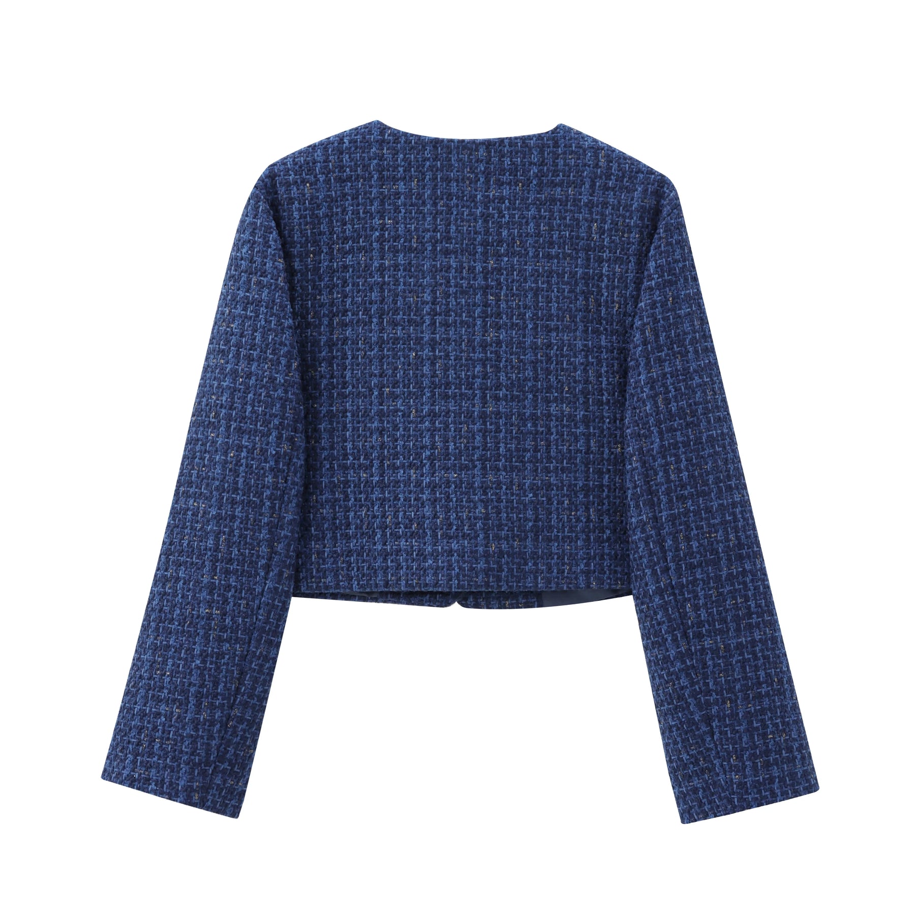 TRAF Women Fashion Autumn New Casual Jacket Round Neck Long Sleeved Single-breasted Pocket Short Coats Chic Ladies Tops Mujer