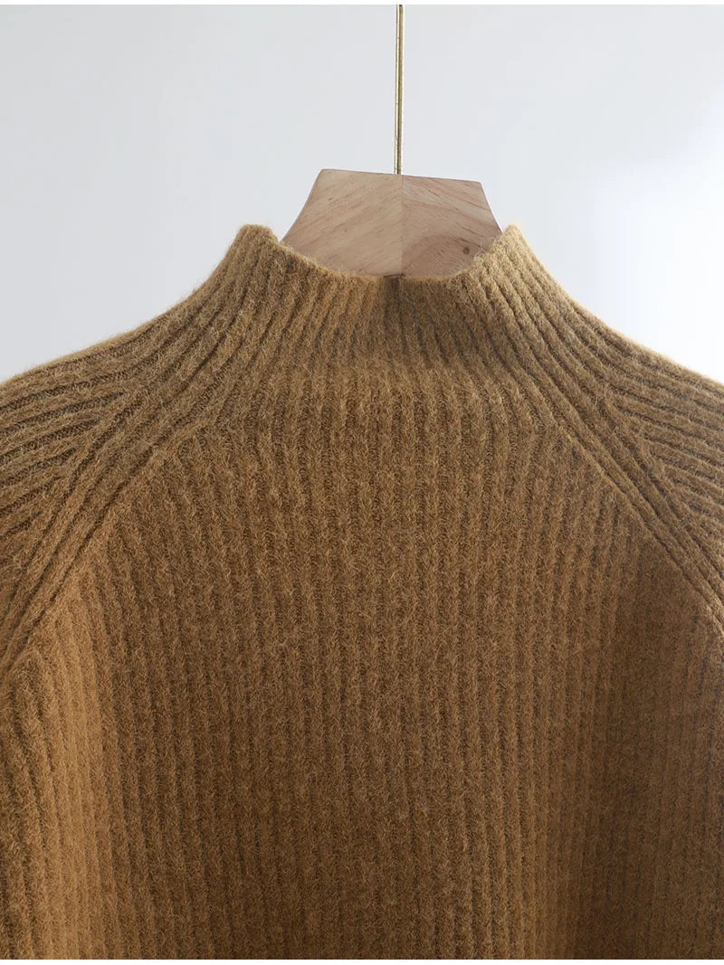 Suéter Gola Alta Feminino Casual - Inverno Elegante