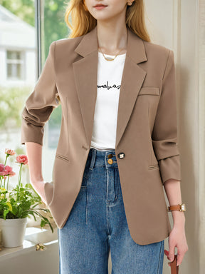 Blazer elegante feminino - ajuste fino chique, manga longa