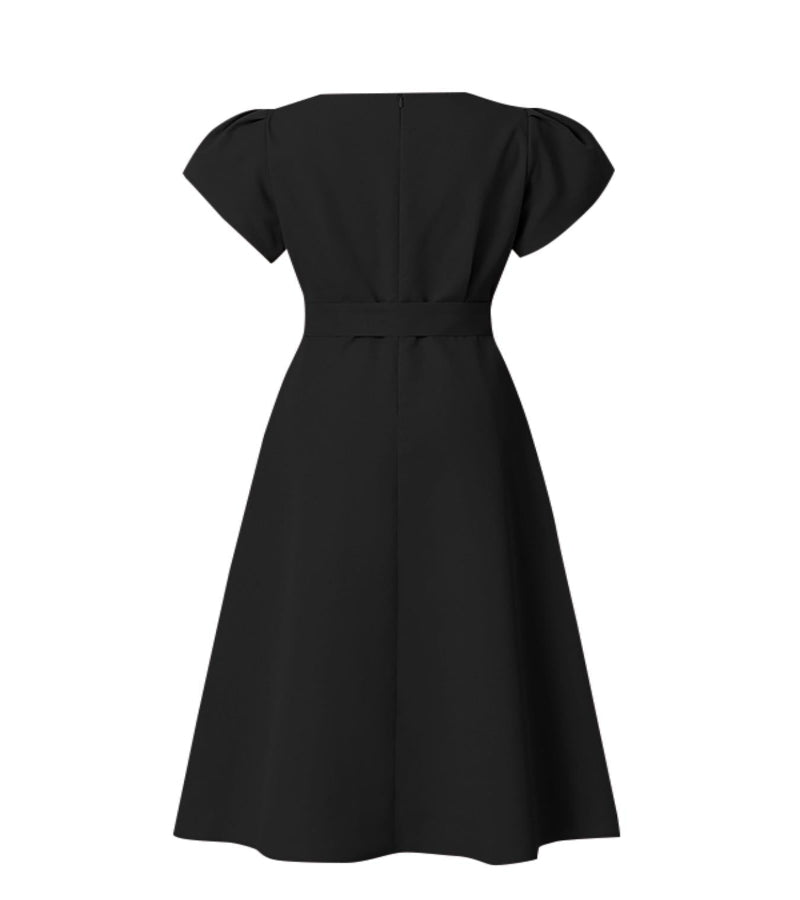 Vestido Elegante com Decote em V e Linha A