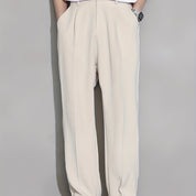 Calça Casual Masculina de Perna Reta com Cós
