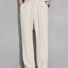 Calça Casual Masculina de Perna Reta com Cós