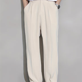 Calça Casual Masculina de Perna Reta com Cós