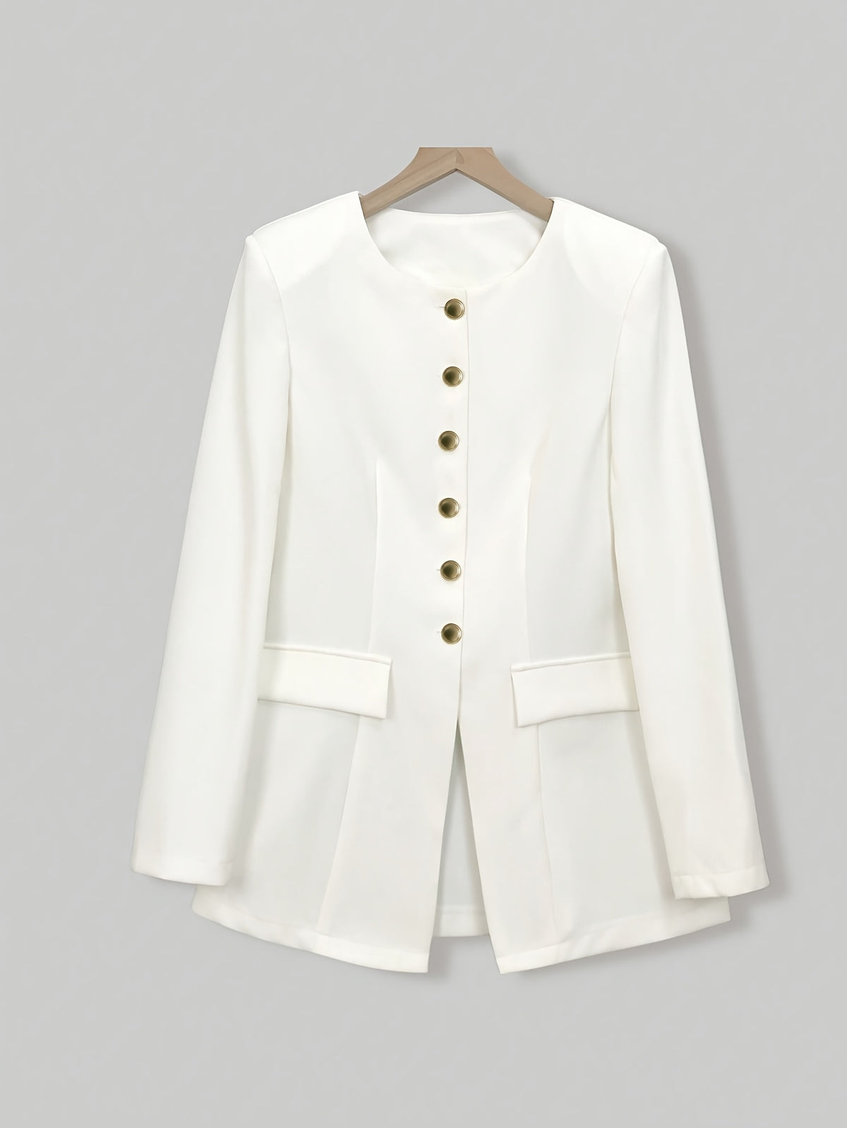 Blazer elegante  de abotoamento com botões dourados - corte justo