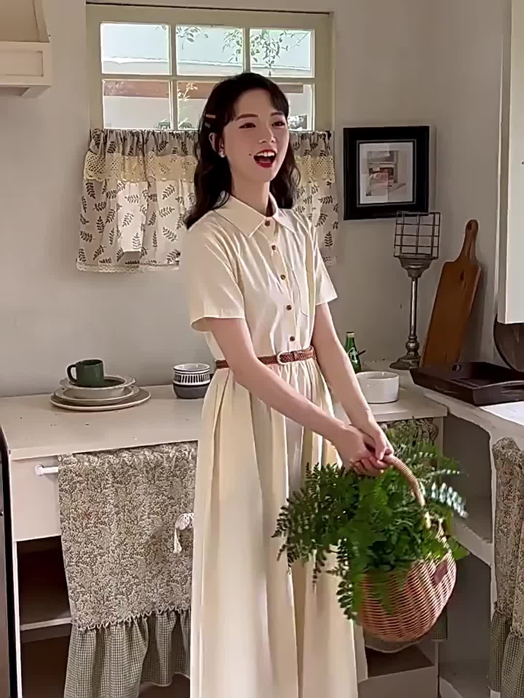 Vestido midi estilo preppy feminino com cinto