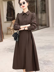 Conjunto elegante de duas peças - Vestido de manga comprida com bainha assimétrica e camisa