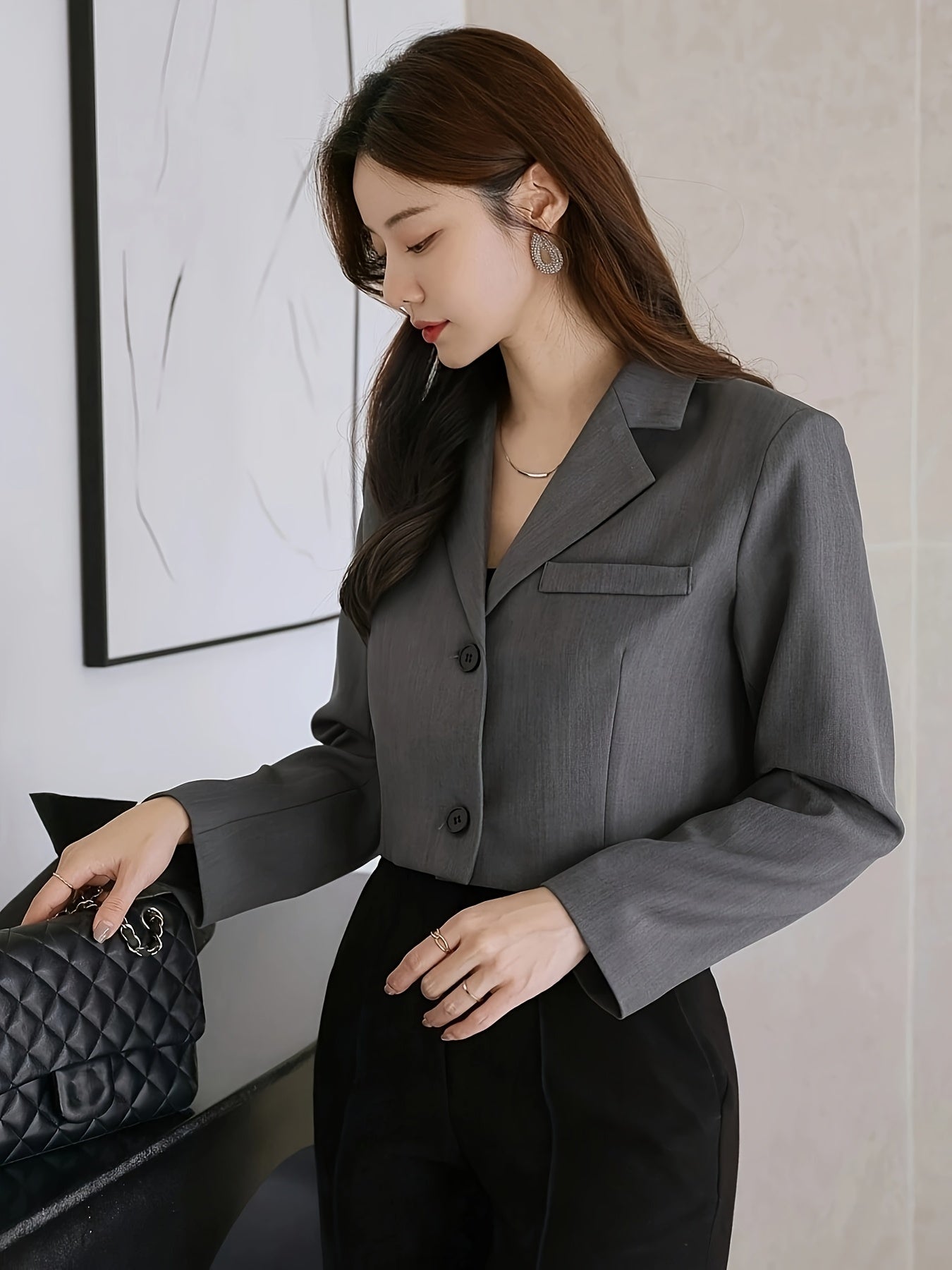 Blazer cinza curto