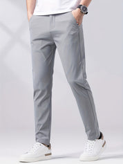 Calça casual leve, confortáveis, de perna reta