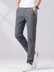 Calça casual leve, confortáveis, de perna reta