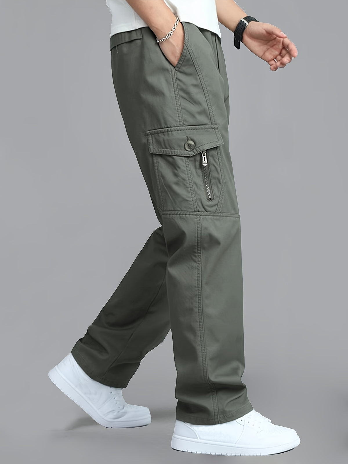 Calça cargo masculina estilo coreano