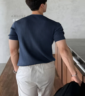 Camisa de Malha Manga Curta – Estilo Coreano