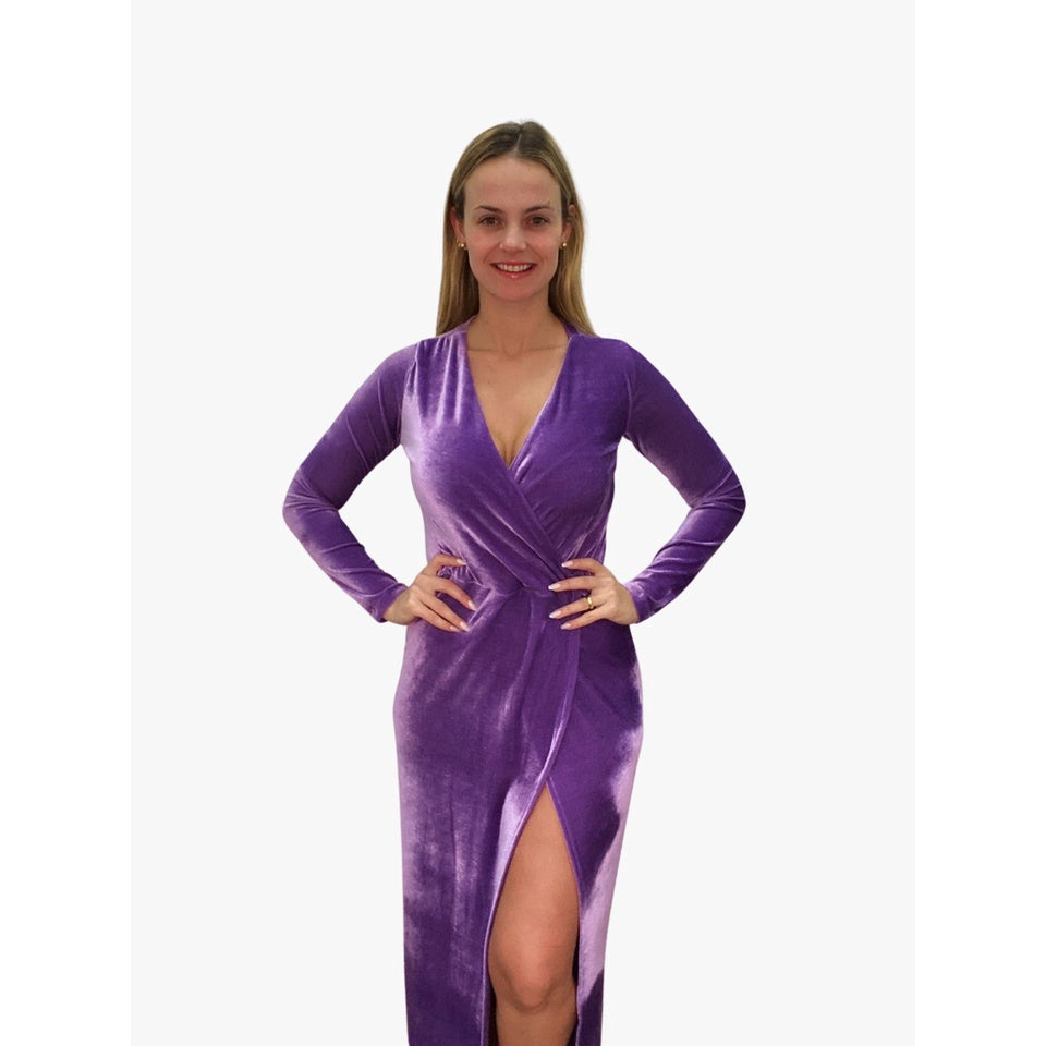 Vestido Feminino de Festa em Veludo Manga Longa