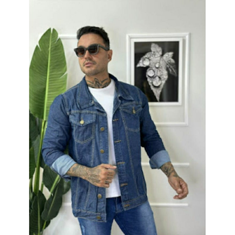 Jaqueta Jeans Masculina Azu Destroyer, Rasgada No Estilo