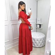 Vestido Longo Feminino Decote V Profundo Manga Longa Casamento Madrinha Luxo Festa Princesa Lançamento