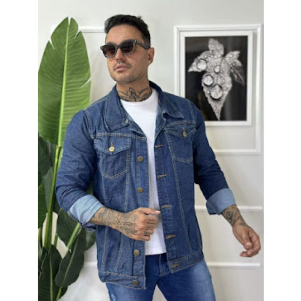 Jaqueta Jeans Masculina Azu Destroyer, Rasgada No Estilo