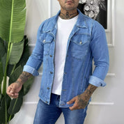 Jaqueta Jeans Masculina Azu Destroyer, Rasgada No Estilo