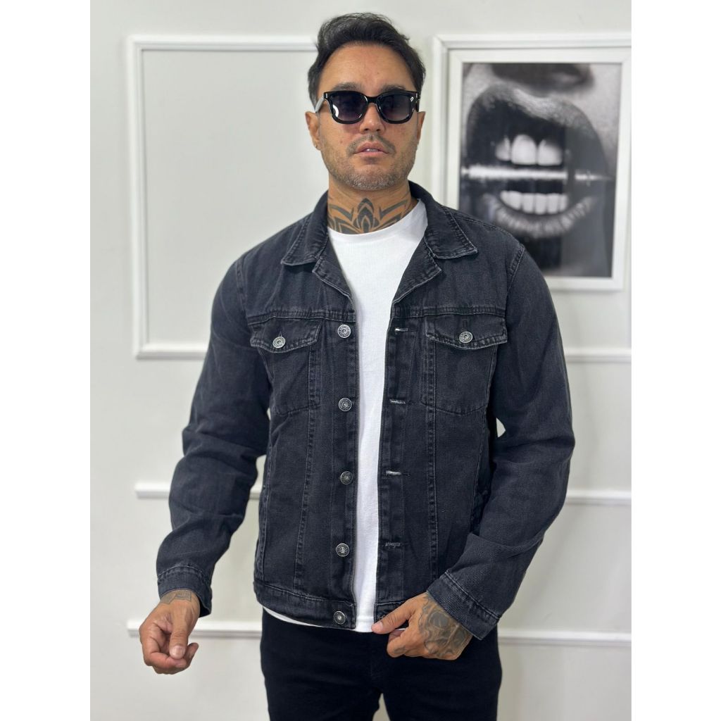 Jaqueta Jeans Masculina Azu Destroyer, Rasgada No Estilo
