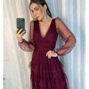 Vestido Manga Longa, Camadas, 3 Marias, Casamentos, Festas, Aniversários