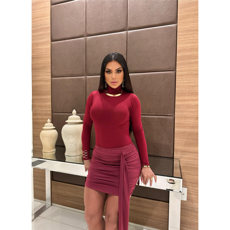 Conjunto Body e Saia Feminino | Manga longa | Frio e noite | Um Arraso