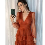 Vestido Manga Longa, Camadas, 3 Marias, Casamentos, Festas, Aniversários
