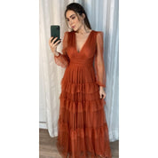Vestido Manga Longa, Camadas, 3 Marias, Casamentos, Festas, Aniversários