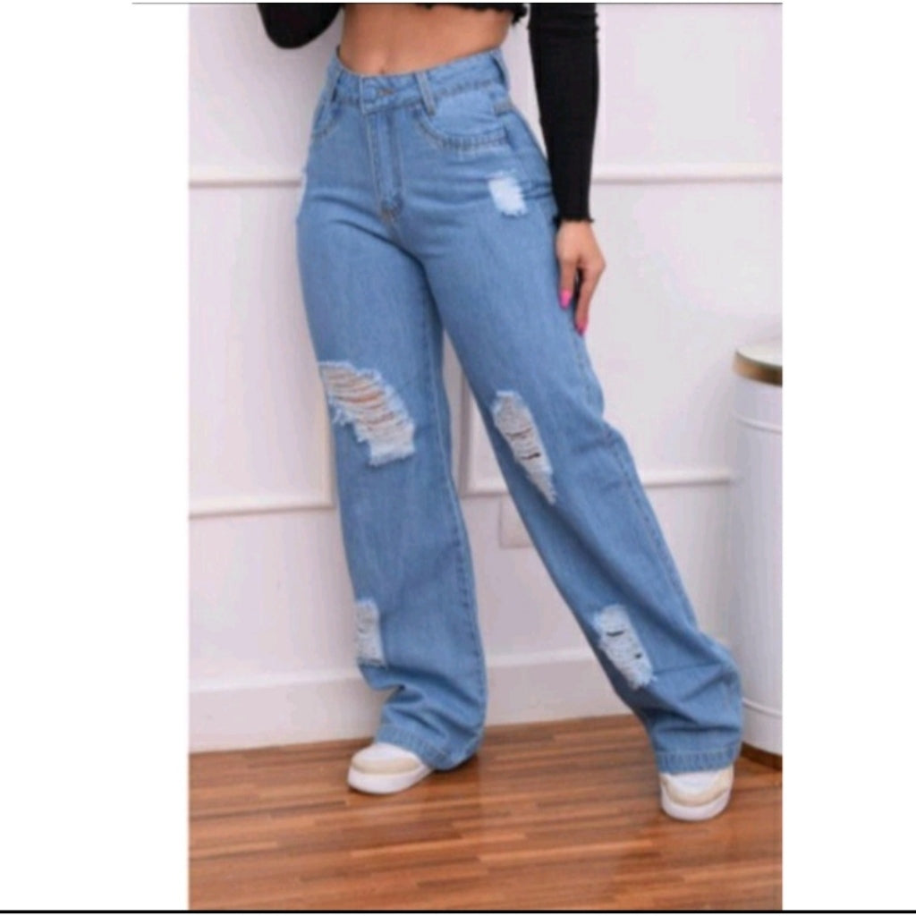 Calça Jeans Feminina Wide Leg pantalona