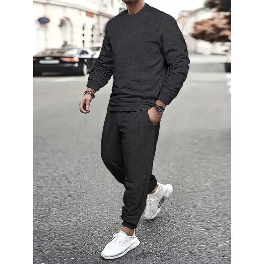 Conjunto Moletom Careca de manga longa Gola redonda e Calça de Moletom Algodão Flanelado